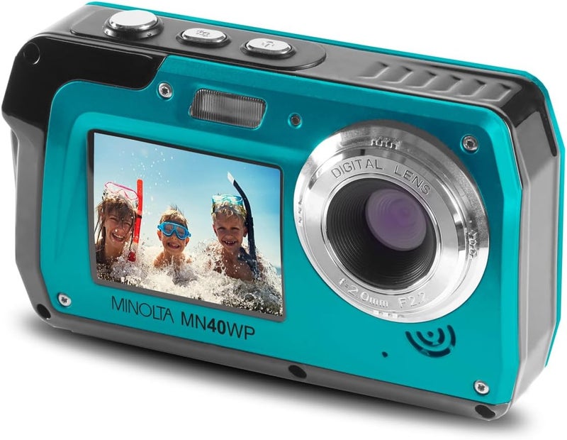 Minolta MN40WP 48MP Waterproof Digital Camera – Dual LCD Screens, 2.7K QHD Video, 16x Digital Zoom, Anti-Shake, Face Detection, 10ft Waterproof (Blue​) - Image 1